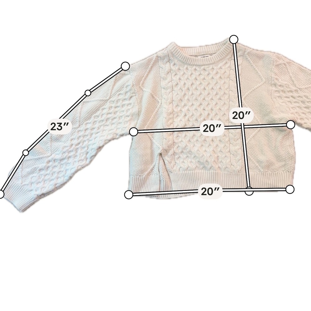 Future Collective Reese Blutstein Cream Cable Knit Cropped Sweater Womens Large - Picture 8 of 8